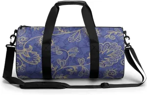Romantic Flora Leaves Ornate Petals Compact Gym Bag Travel Duffel Bags Lightweight Foldable Sports Tote Gymbag