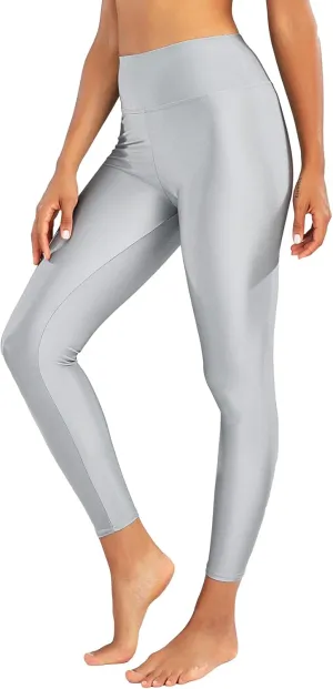 Romastory Women's Elastic Shiny Leggings Pants High Waisted Shining Sports Workout Leggings Tights