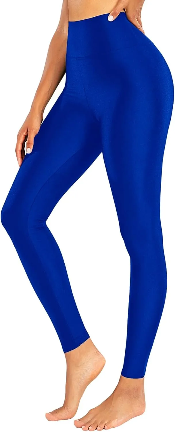 Romastory Women's Elastic Shiny Leggings Pants High Waisted Shining Sports Workout Leggings Tights