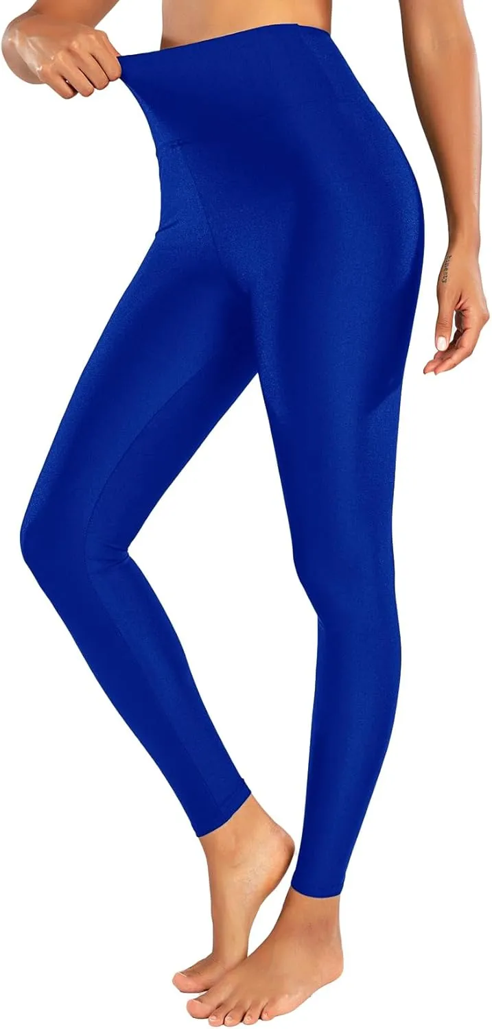 Romastory Women's Elastic Shiny Leggings Pants High Waisted Shining Sports Workout Leggings Tights