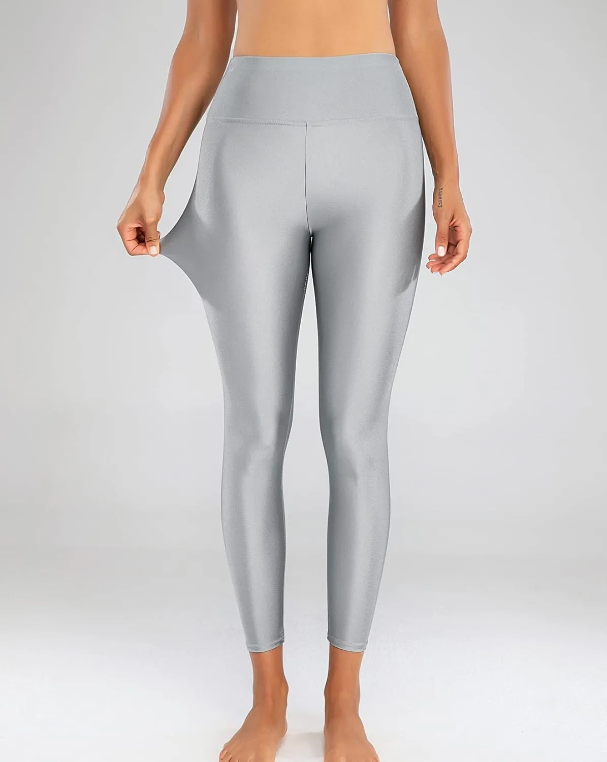 Romastory Women's Elastic Shiny Leggings Pants High Waisted Shining Sports Workout Leggings Tights