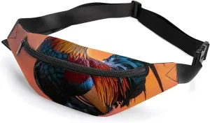 Rooster Sunrise Crossbody Fanny Pack Waist Packs Adjustable Shoulder Bags Sling Bag for Hiking Running Cycling