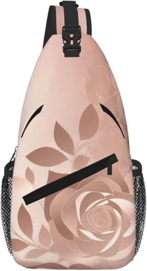 Rose Gold Wallpaper Sling Bag For Women Men Travel Hiking Backpack Crossbody Shoulder Chest Bags Casual Daypack