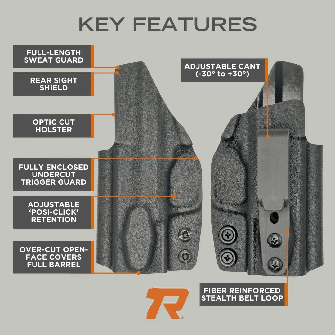 Rounded Tuckable Holster - IWB, Inside Waistband Concealed Carry, American Made, Concealment Express, Carbon Fiber Black Kydex, Optics Ready, Fits: