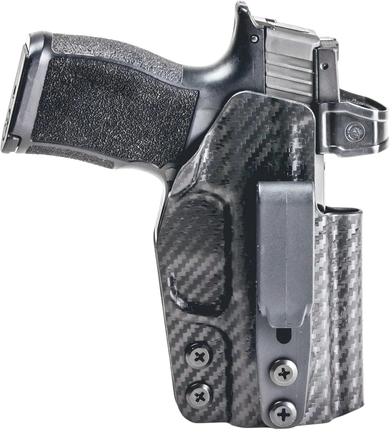 Rounded Tuckable Holster - IWB, Inside Waistband Concealed Carry, American Made, Concealment Express, Carbon Fiber Black Kydex, Optics Ready, Fits: