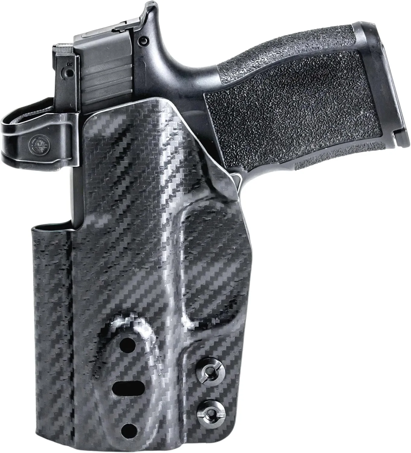 Rounded Tuckable Holster - IWB, Inside Waistband Concealed Carry, American Made, Concealment Express, Carbon Fiber Black Kydex, Optics Ready, Fits: