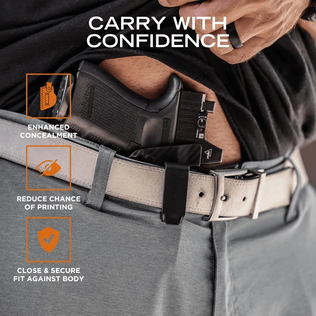Rounded Tuckable Holster - IWB, Inside Waistband Concealed Carry, American Made, Concealment Express, Carbon Fiber Black Kydex, Optics Ready, Fits: