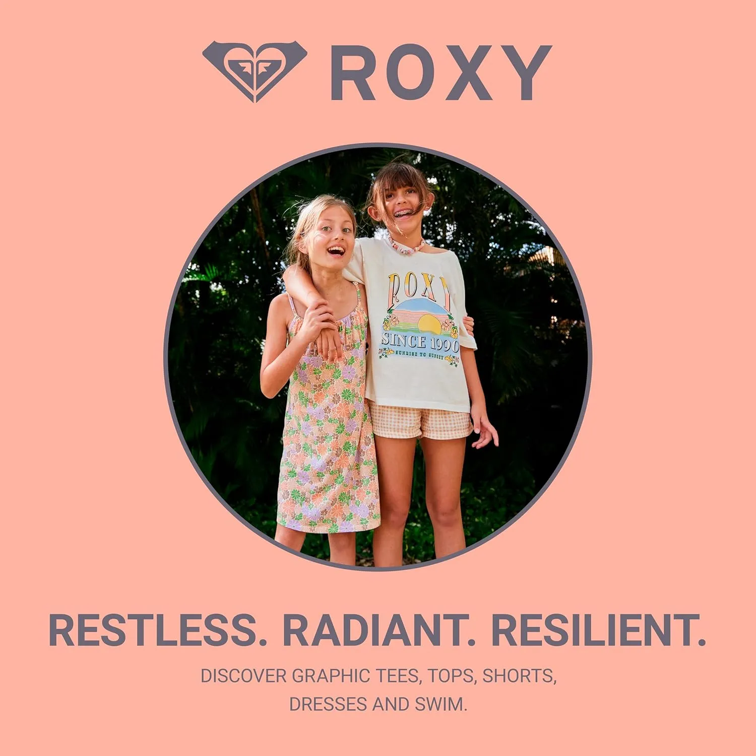 Roxy Girls' Soleil Elastic Waist Shorts, Drawstring Closure, Soft & Comfortable Fit