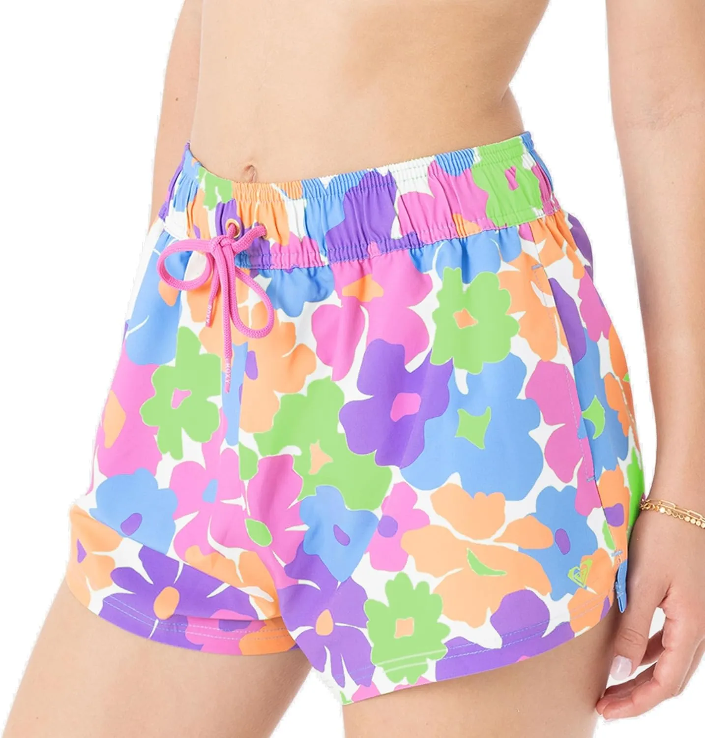 Roxy Women's Swim Elastic Waist Drawcord Casual Summer Beach Cover-up Board Shorts