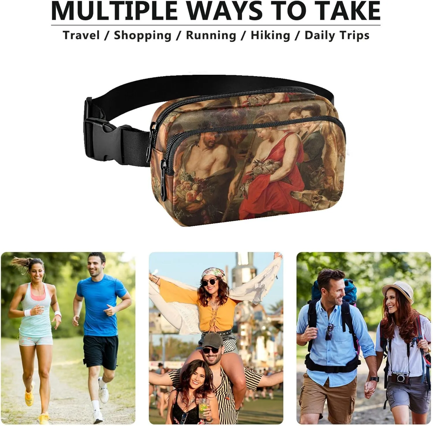 Rubens Painting Diana Hunt Waterproof Women Fanny Pack Belt Bag Hip Pouch Hiking Cross Body Waist Pack