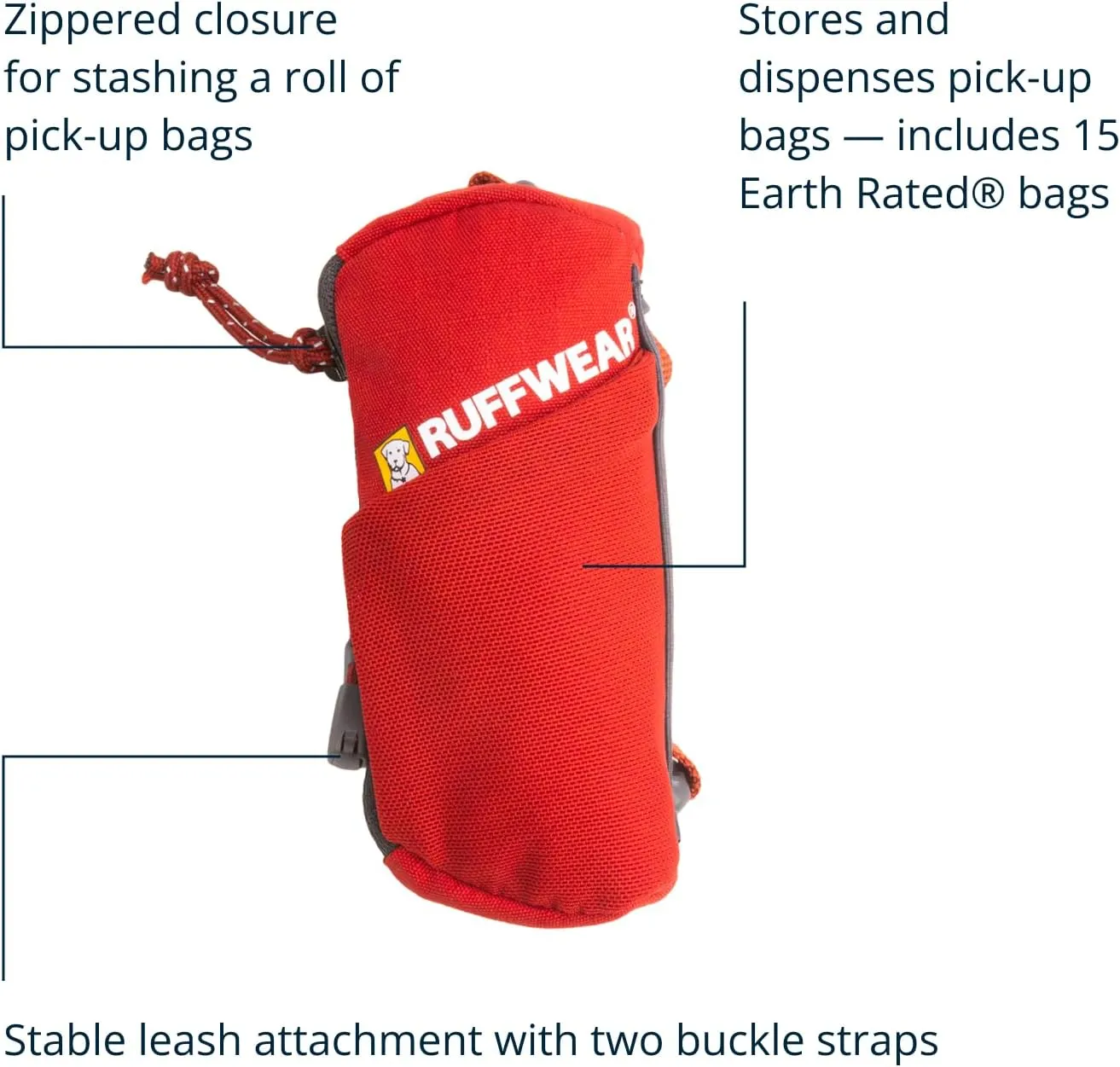 Ruffwear, Stash Bag Mini Pickup Bag Dispenser for Dog Owners, Red Canyon