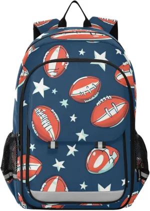 Rugby American Football Backpack for Boys Girls Elementary School Bag Kids Bookbag Travel Rucksack With Reflective Stripes