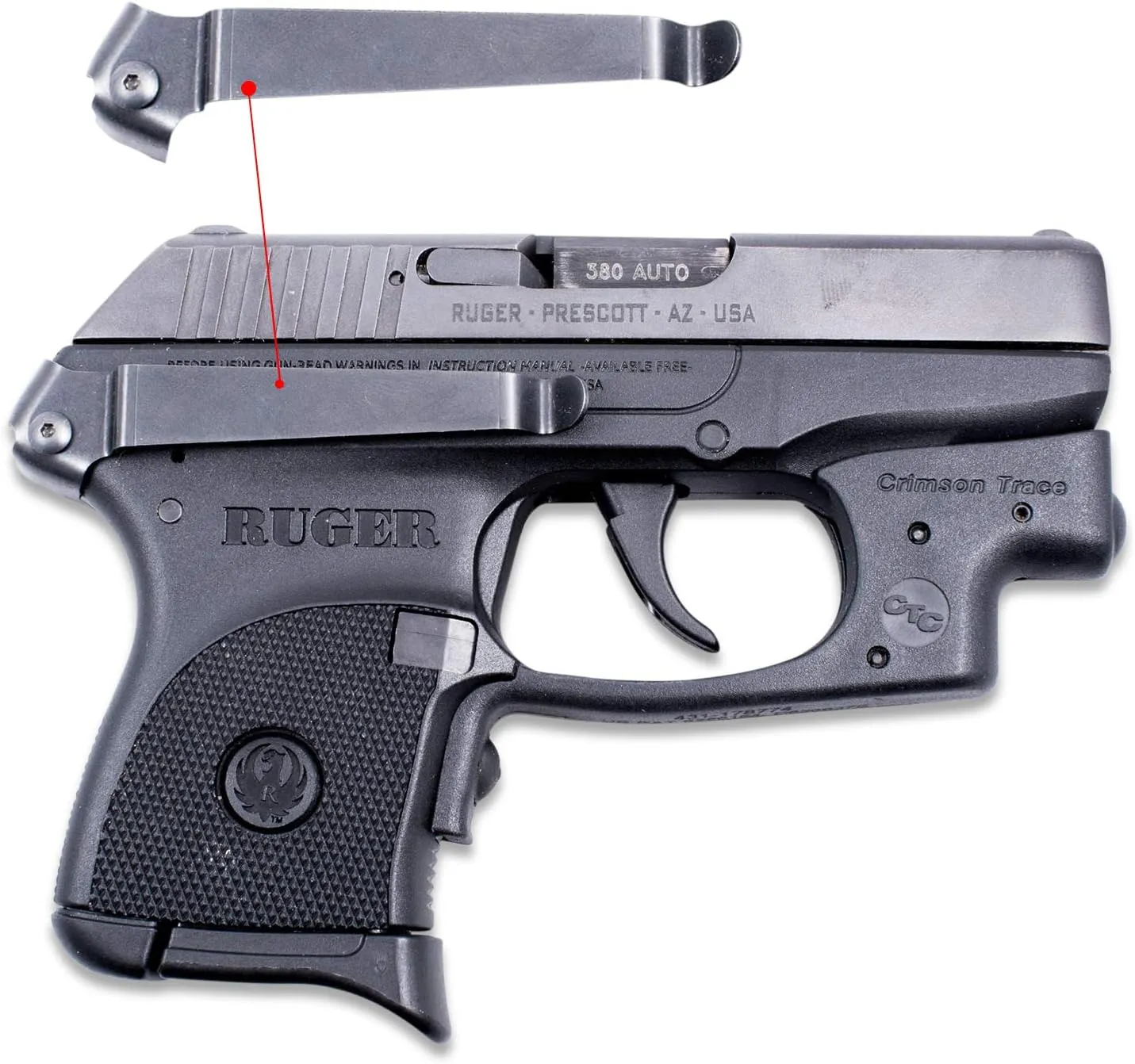 Ruger LCP .380 Concealed Carry Belt Clip Holster - Premium Clip for Hidden, Secure, and Comfortable Conceal Carry - Slim and Secure With No Bulky Holster (Not LCP Max)