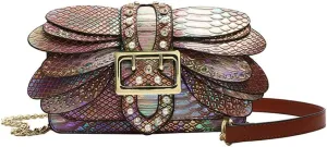 Rungion Womens Small Crossbody Bags Snake Print Handbags Vegan Leather Shoulder Purse Trendy Ladies Party Clutch Satchel