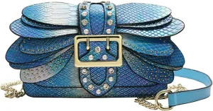 Rungion Womens Small Crossbody Bags Snake Print Handbags Vegan Leather Shoulder Purse Trendy Ladies Party Clutch Satchel