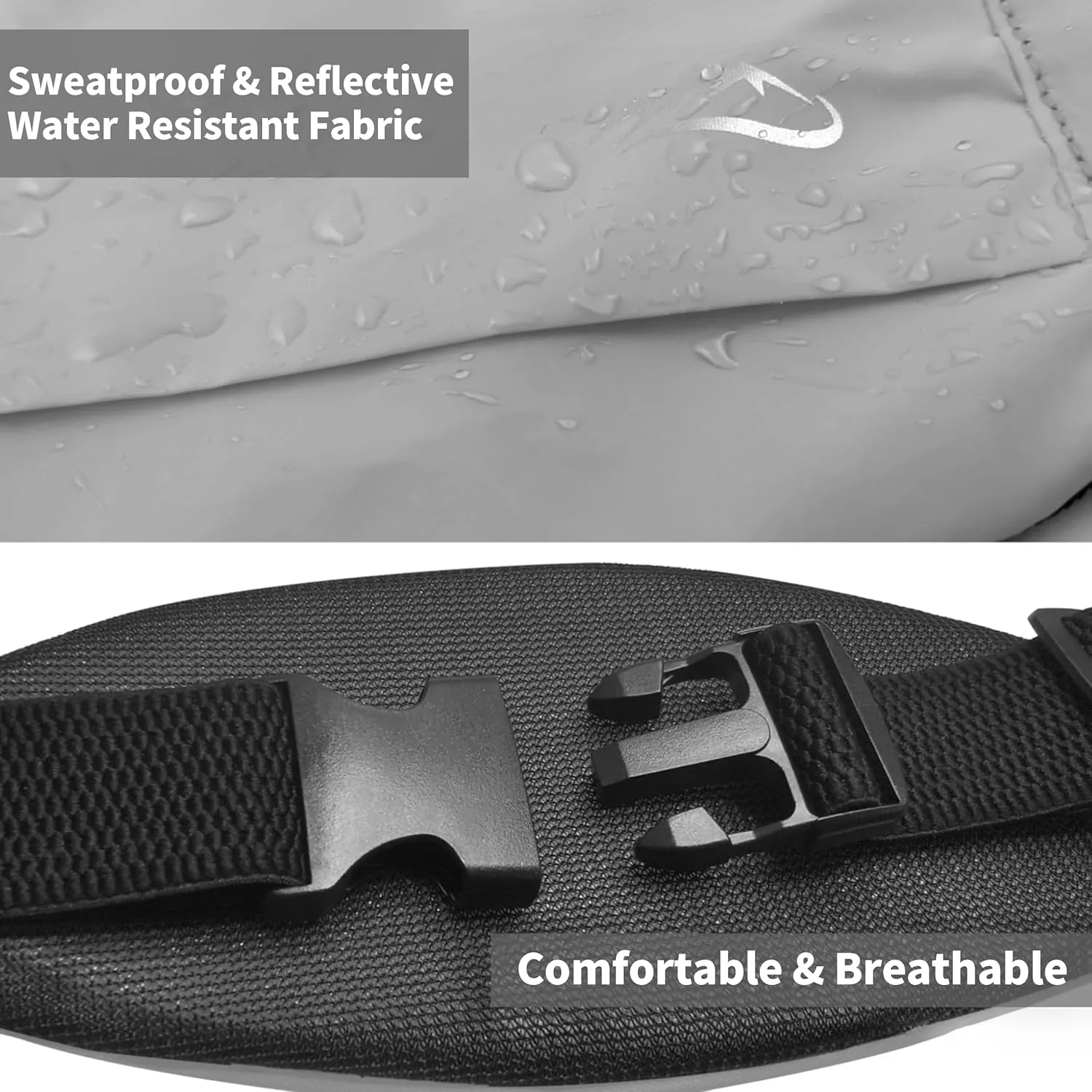 Running Fanny Pack Whole Bag Reflective, Running belt for Women &Men,Sweatproof Phone Holder Workout, Running Waist Pack(grey)