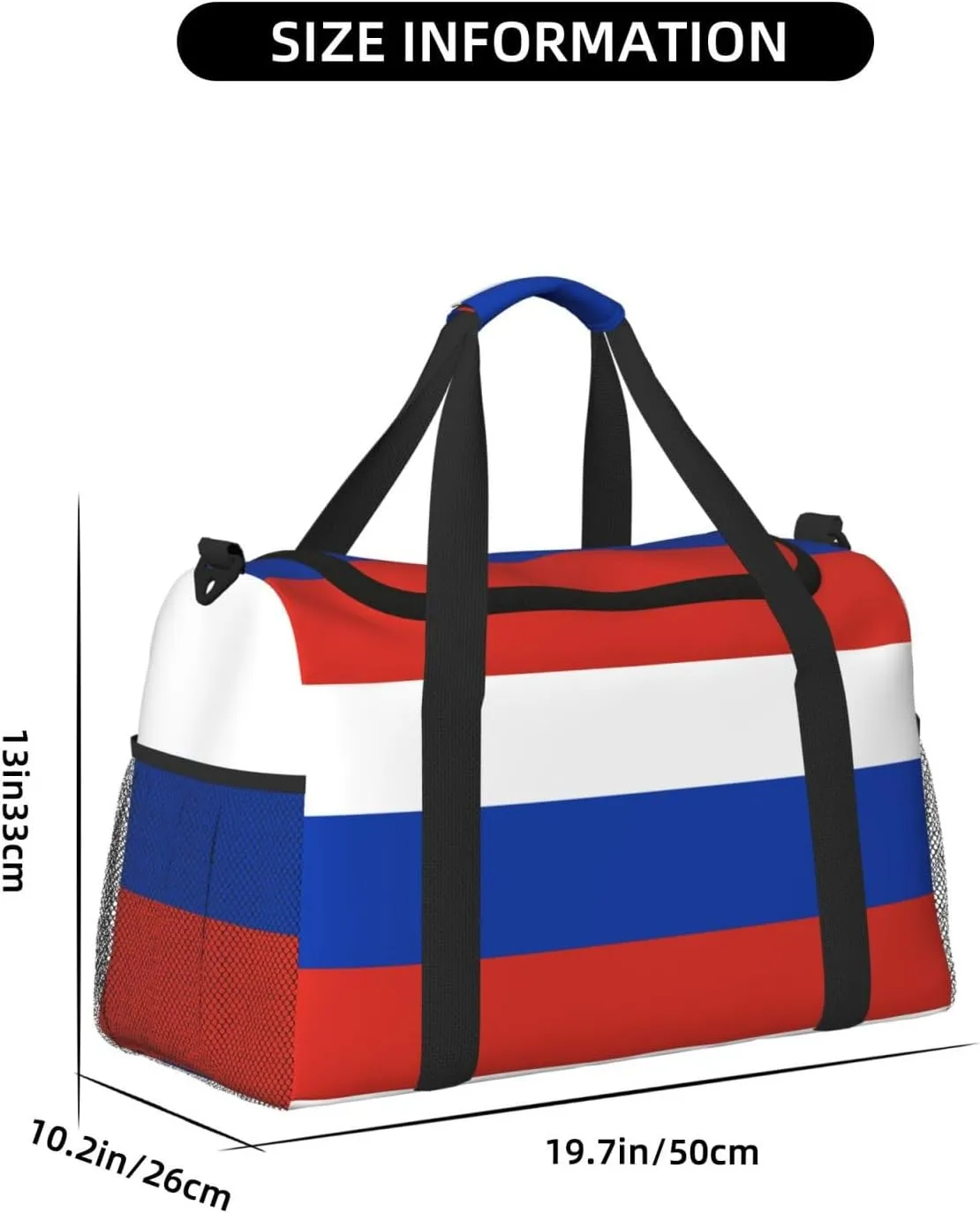 Russian Flag Travel Bag, Weekender Bags For Women Men For Outdoor Adventures, Ideal For Camping And Hiking