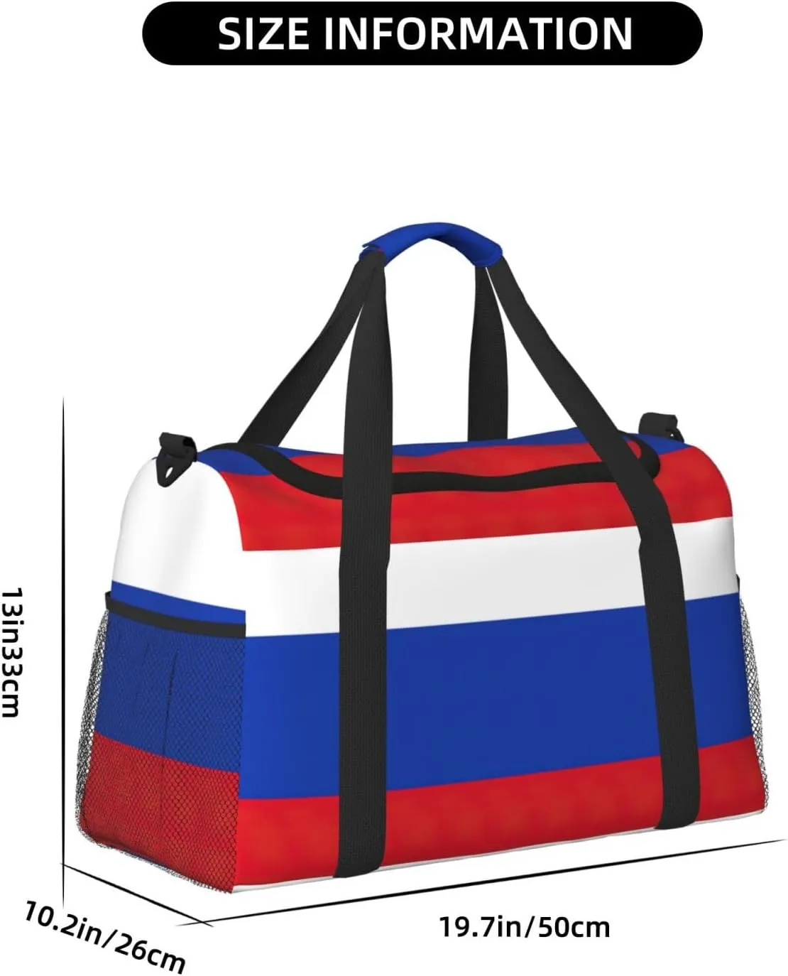 Russian Flag Travel Bag, Weekender Bags For Women Men For Outdoor Adventures, Ideal For Camping And Hiking
