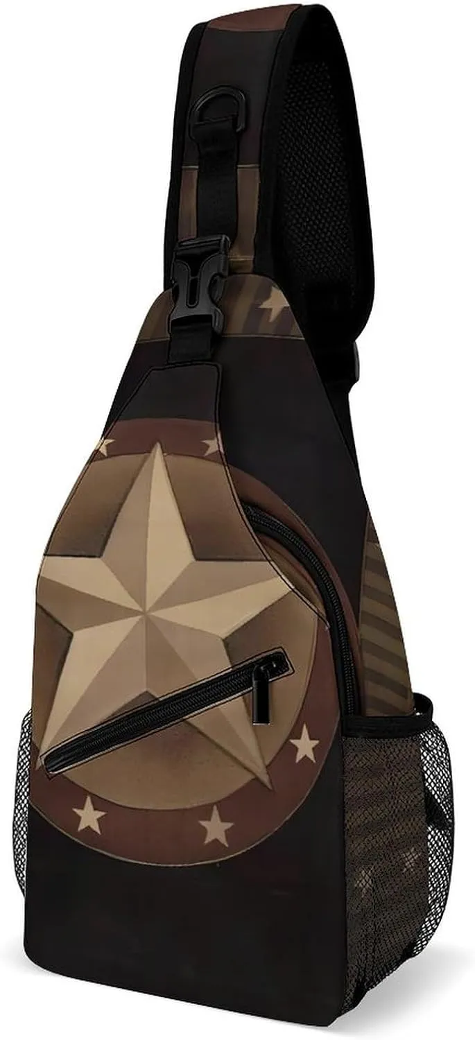 Rustic Grunge Farm Primitive Western Cowboy Sling Bags Men And Women Shoulder Backpack Chest Bag Cross Body Chest Sling Backpack., 38x20cm