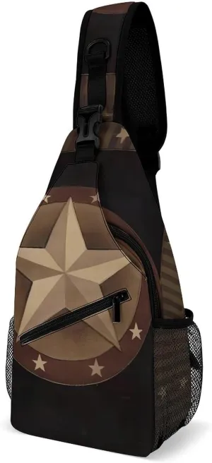 Rustic Grunge Farm Primitive Western Cowboy Sling Bags Men And Women Shoulder Backpack Chest Bag Cross Body Chest Sling Backpack., 38x20cm