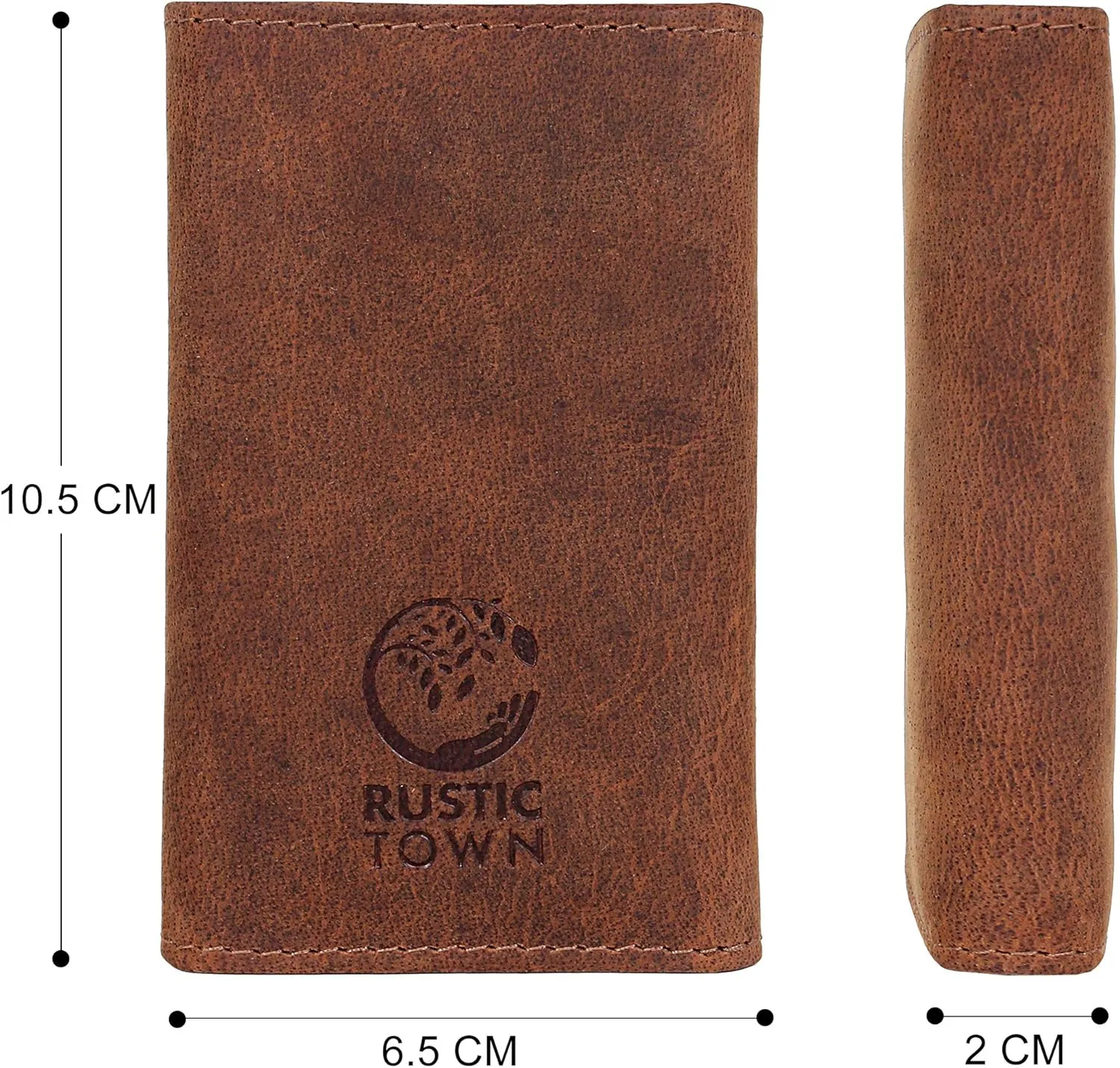 RUSTIC TOWN Leather Key Holder - Smart Fob Car Key Loop Wallet Slim Keychain Pouch - Practical Key Organizer for Men & Women