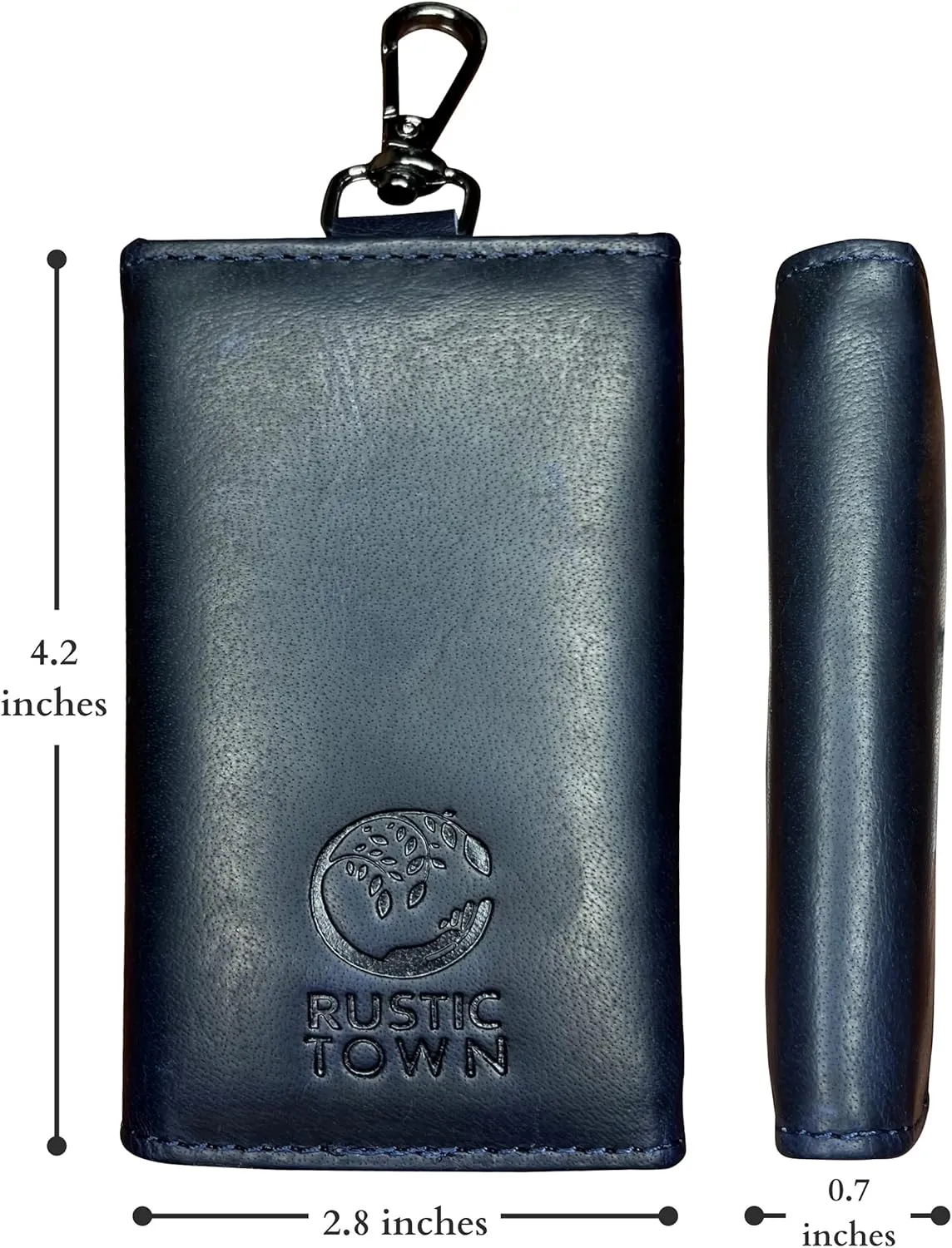 RUSTIC TOWN Leather Key Holder - Smart Fob Car Key Loop Wallet Slim Keychain Pouch - Practical Key Organizer for Men & Women