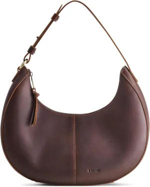 S-ZONE Top Grain Leather Shoulder Bags for Women Hobo Crescent Bag Handbags Purse