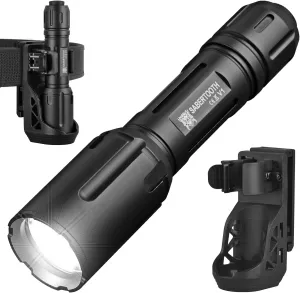 SABERTOOTH Police Tactical Flashlight-2200 High Lumen Duty Belt Flashlight for Law Enforcement Defense Single Mode Flashlight with Holster Tactical Gear Safety Accessories(Black)