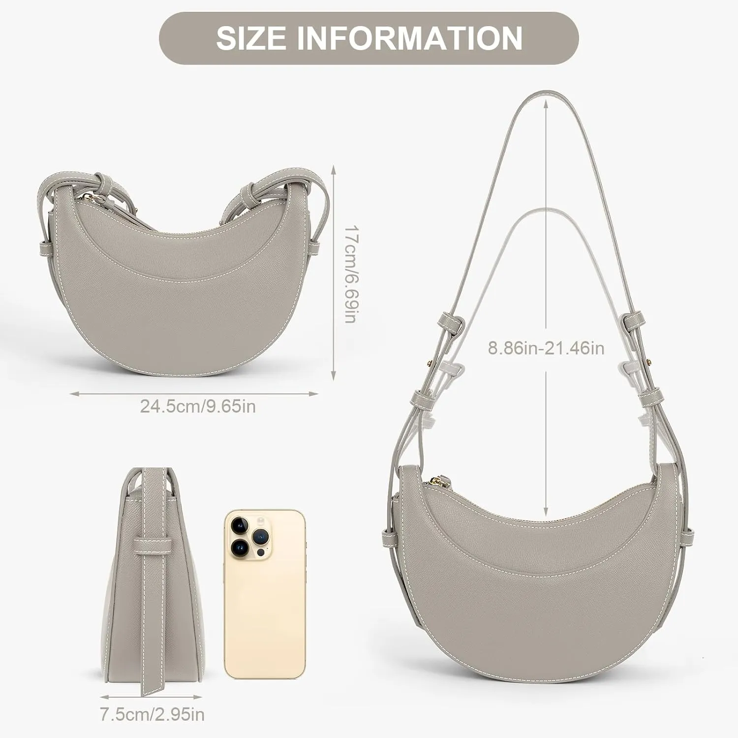 Saddle Bag for Women Shoulder Bag Crescent Purse Trendy Crossbody Bag Hobo Handbag