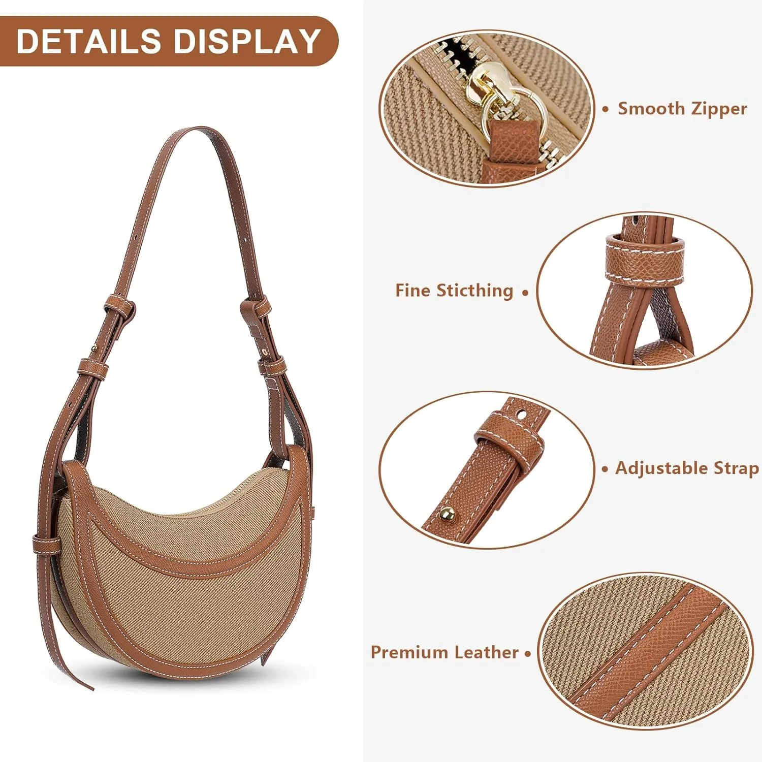 Saddle Bag for Women Shoulder Bag Crescent Purse Trendy Crossbody Bag Hobo Handbag