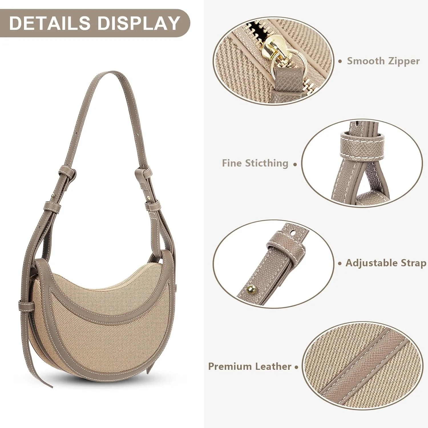 Saddle Bag for Women Shoulder Bag Crescent Purse Trendy Crossbody Bag Hobo Handbag