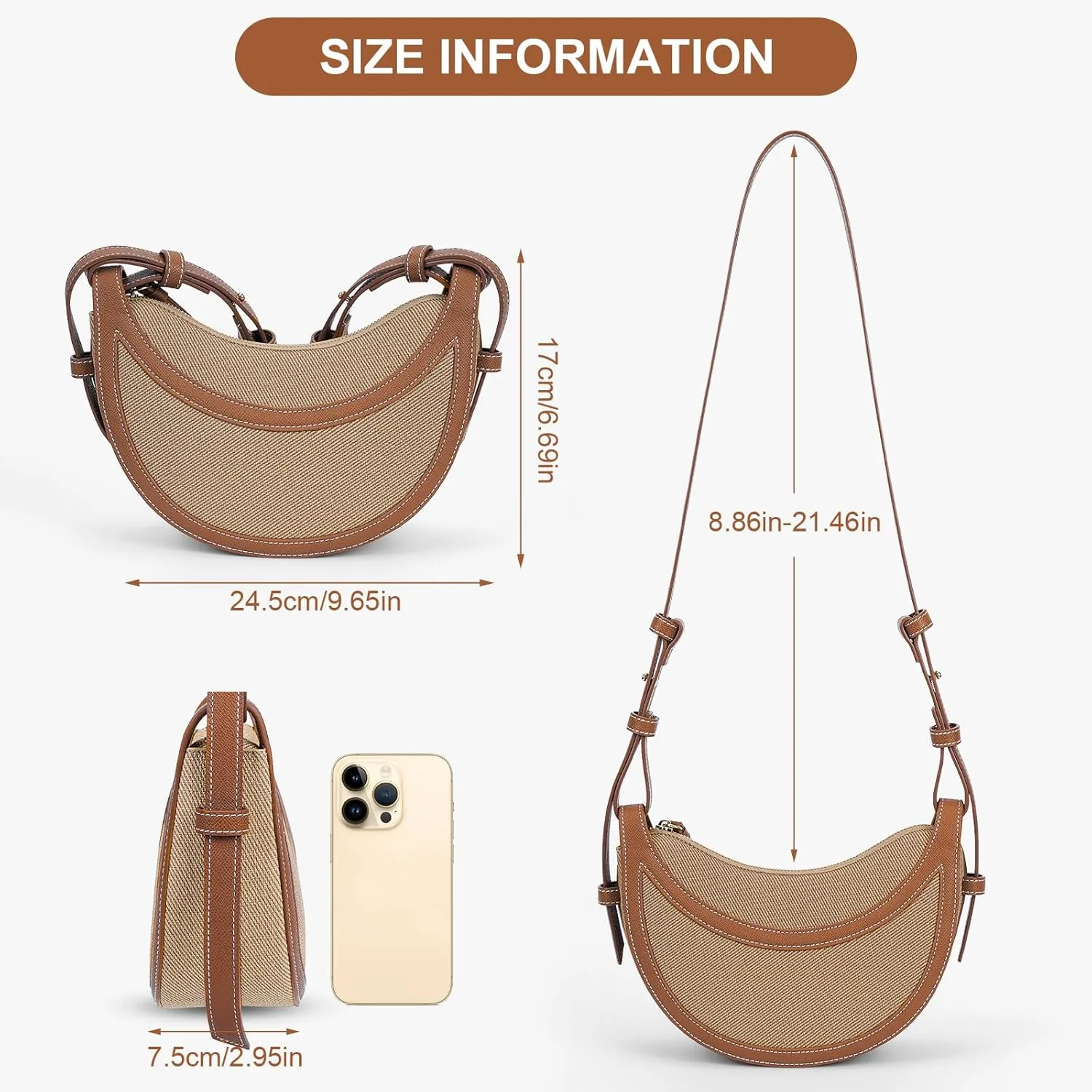 Saddle Bag for Women Shoulder Bag Crescent Purse Trendy Crossbody Bag Hobo Handbag