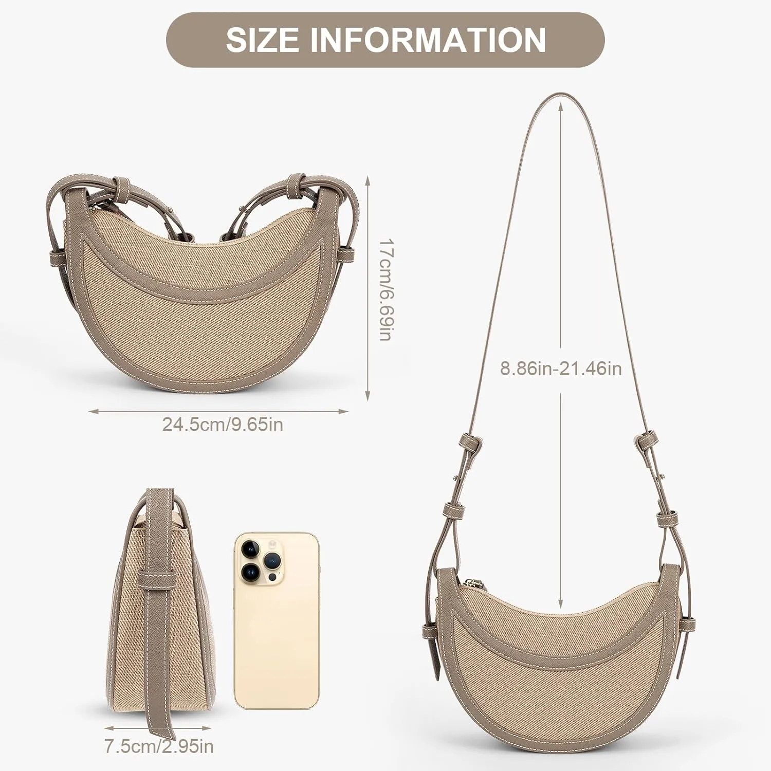 Saddle Bag for Women Shoulder Bag Crescent Purse Trendy Crossbody Bag Hobo Handbag