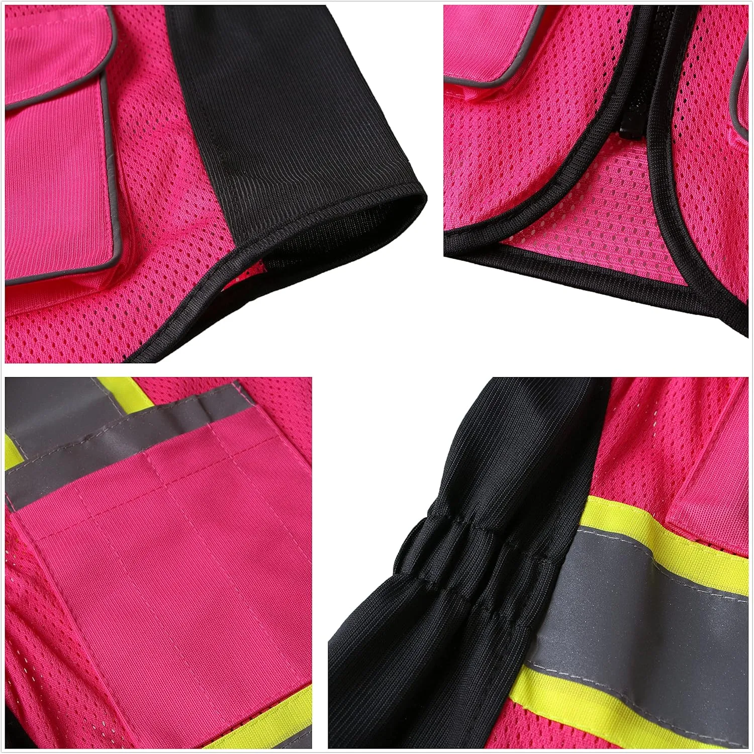 Safety Vest for women, Hi vis Reflective Lady Work vest With 9 Multi Pocket And Zipper