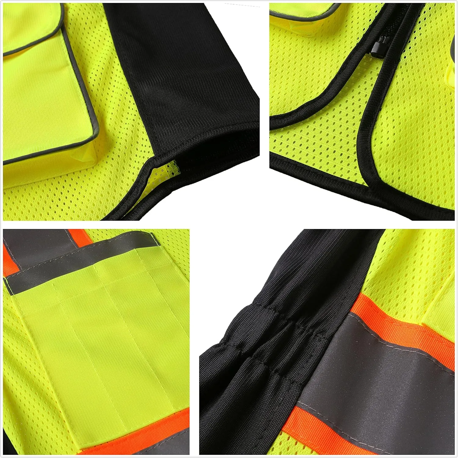 Safety Vest for women, Hi vis Reflective Lady Work vest With 9 Multi Pocket And Zipper