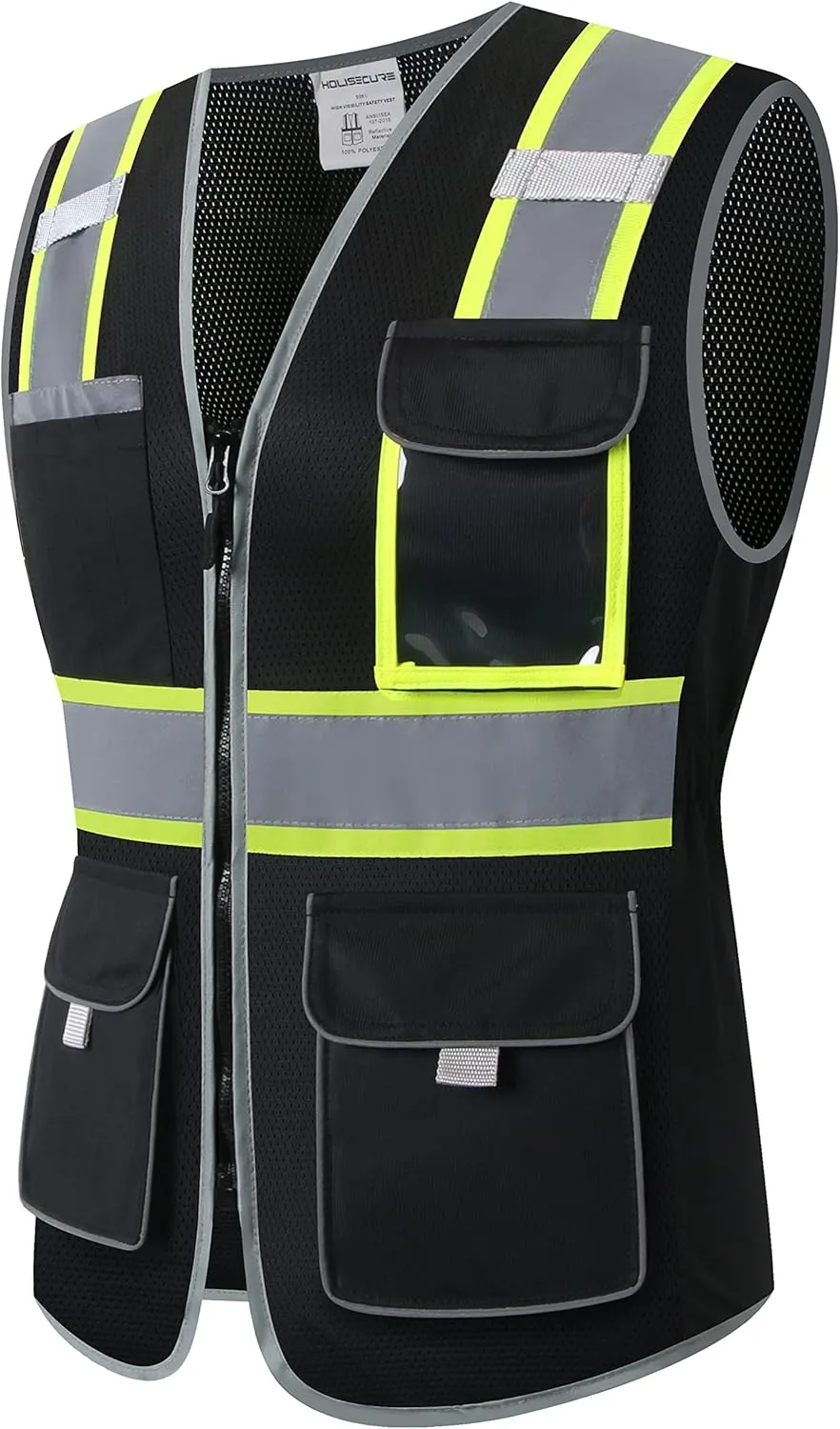 Safety Vest for women, Hi vis Reflective Lady Work vest With 9 Multi Pocket And Zipper