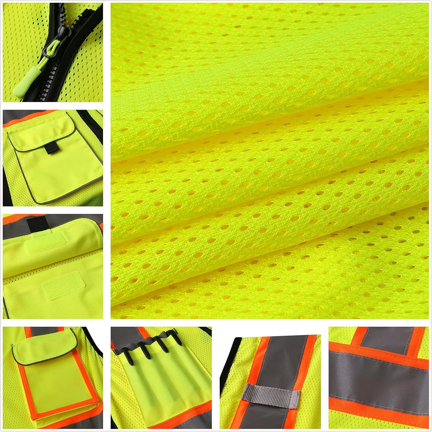 Safety Vest for women, Hi vis Reflective Lady Work vest With 9 Multi Pocket And Zipper