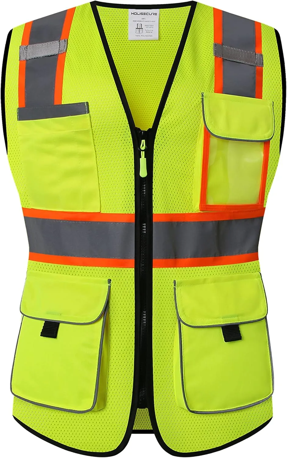 Safety Vest for women, Hi vis Reflective Lady Work vest With 9 Multi Pocket And Zipper