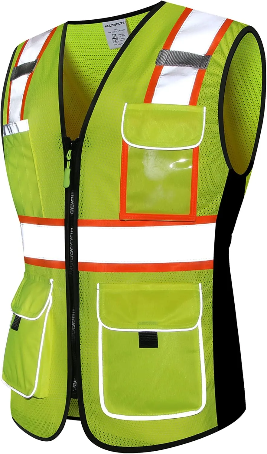 Safety Vest for women, Hi vis Reflective Lady Work vest With 9 Multi Pocket And Zipper