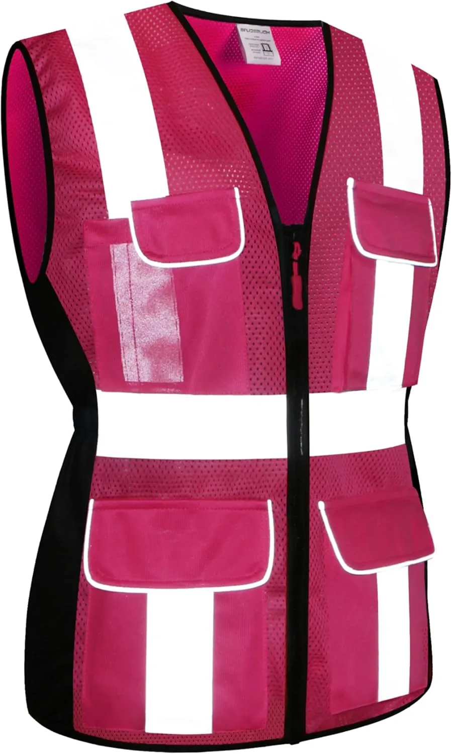 Safety Vest for women, Hi vis Reflective Lady Work vest With 9 Multi Pocket And Zipper