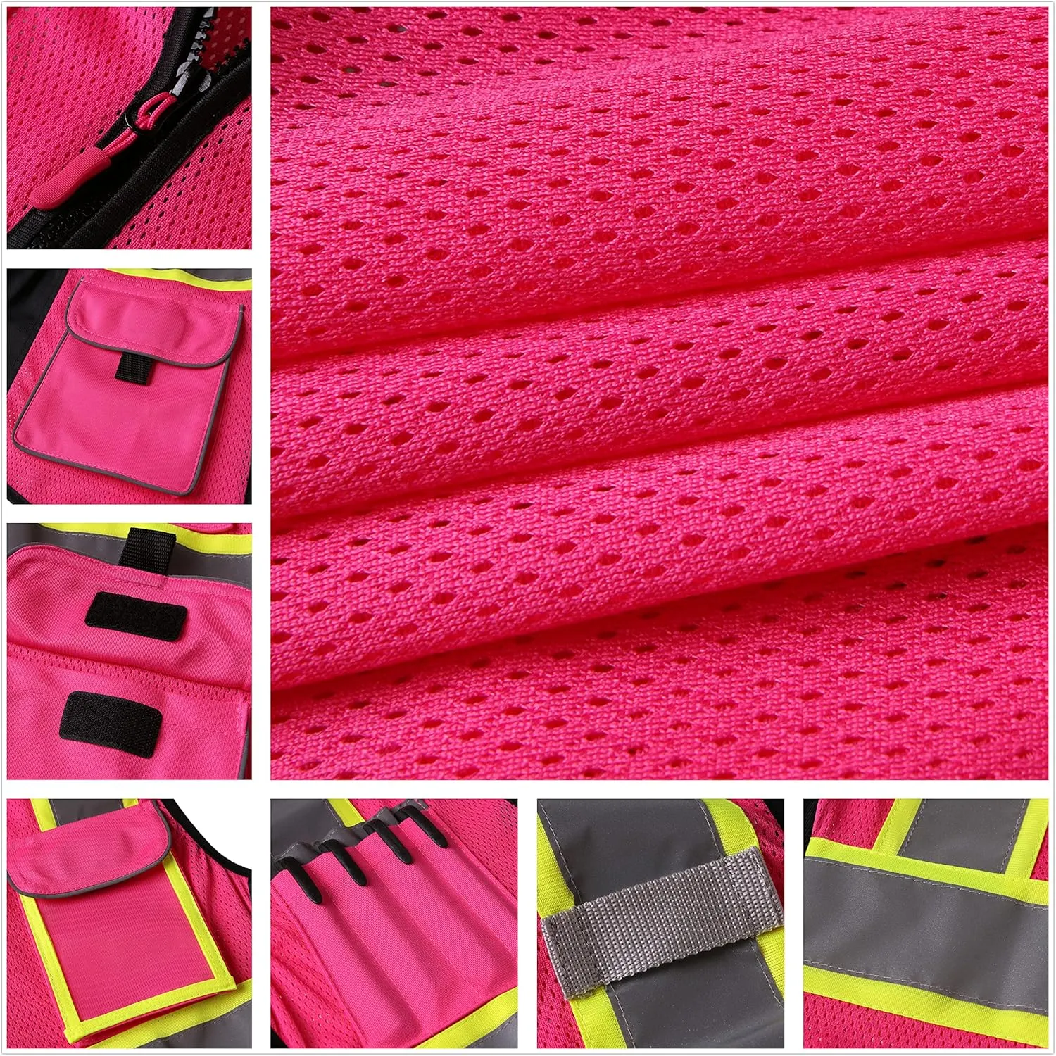 Safety Vest for women, Hi vis Reflective Lady Work vest With 9 Multi Pocket And Zipper