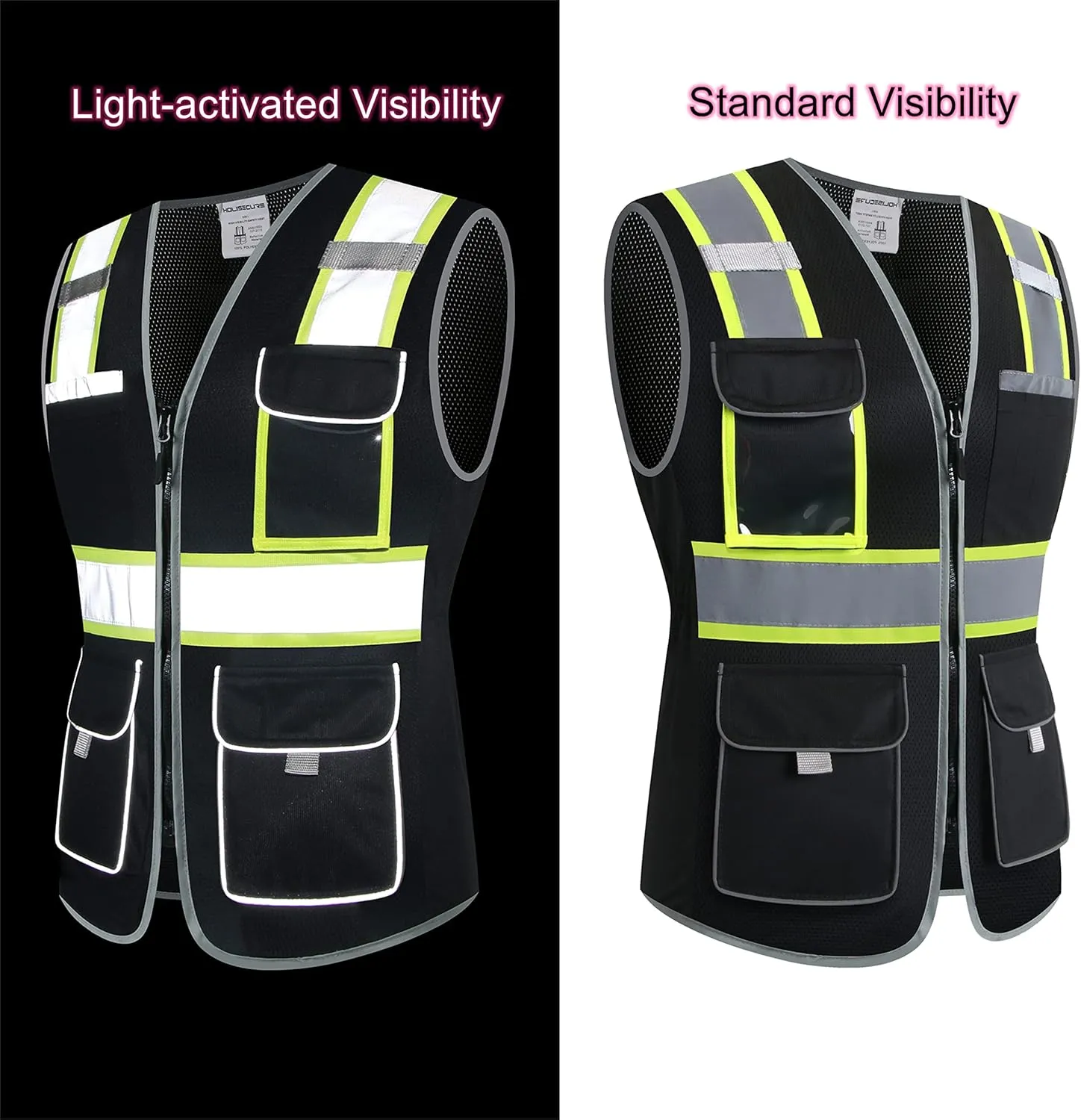 Safety Vest for women, Hi vis Reflective Lady Work vest With 9 Multi Pocket And Zipper