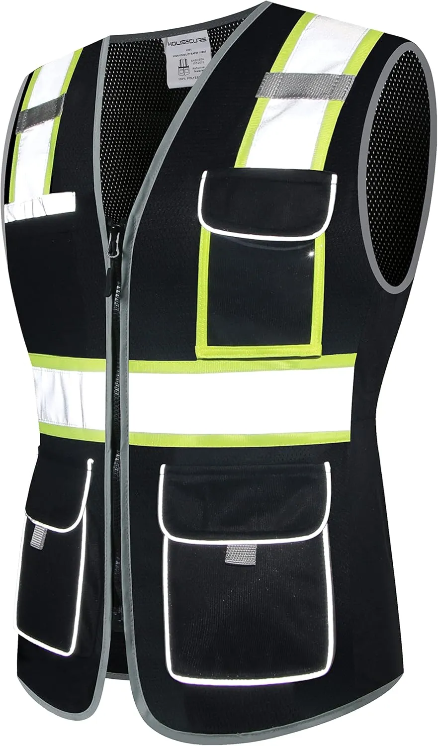 Safety Vest for women, Hi vis Reflective Lady Work vest With 9 Multi Pocket And Zipper