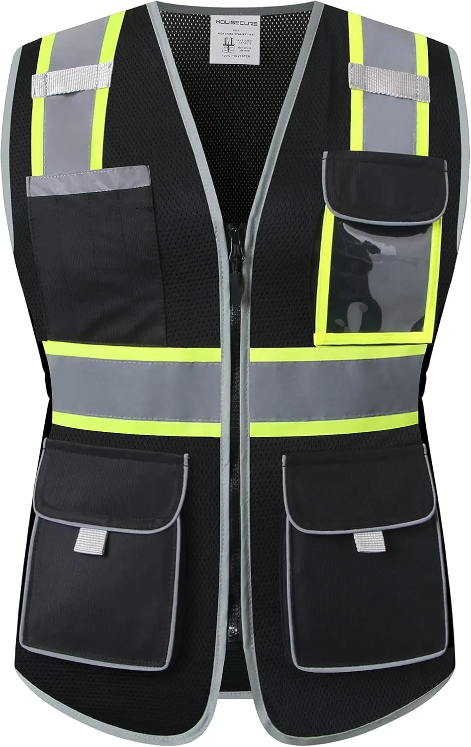 Safety Vest for women, Hi vis Reflective Lady Work vest With 9 Multi Pocket And Zipper