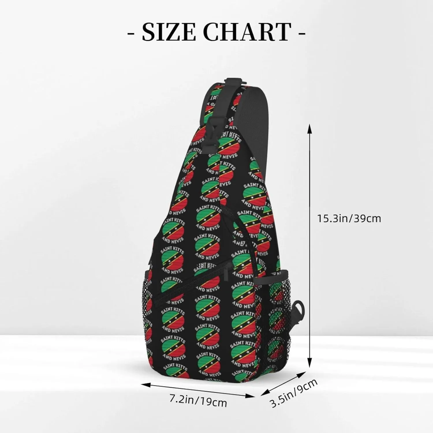 Saint Kitts And Nevis Roots Flag Chest Sling Bag Crossbody Shoulder Backpack Bag Gym Cycling Daypack Travel Hiking Cross Bag