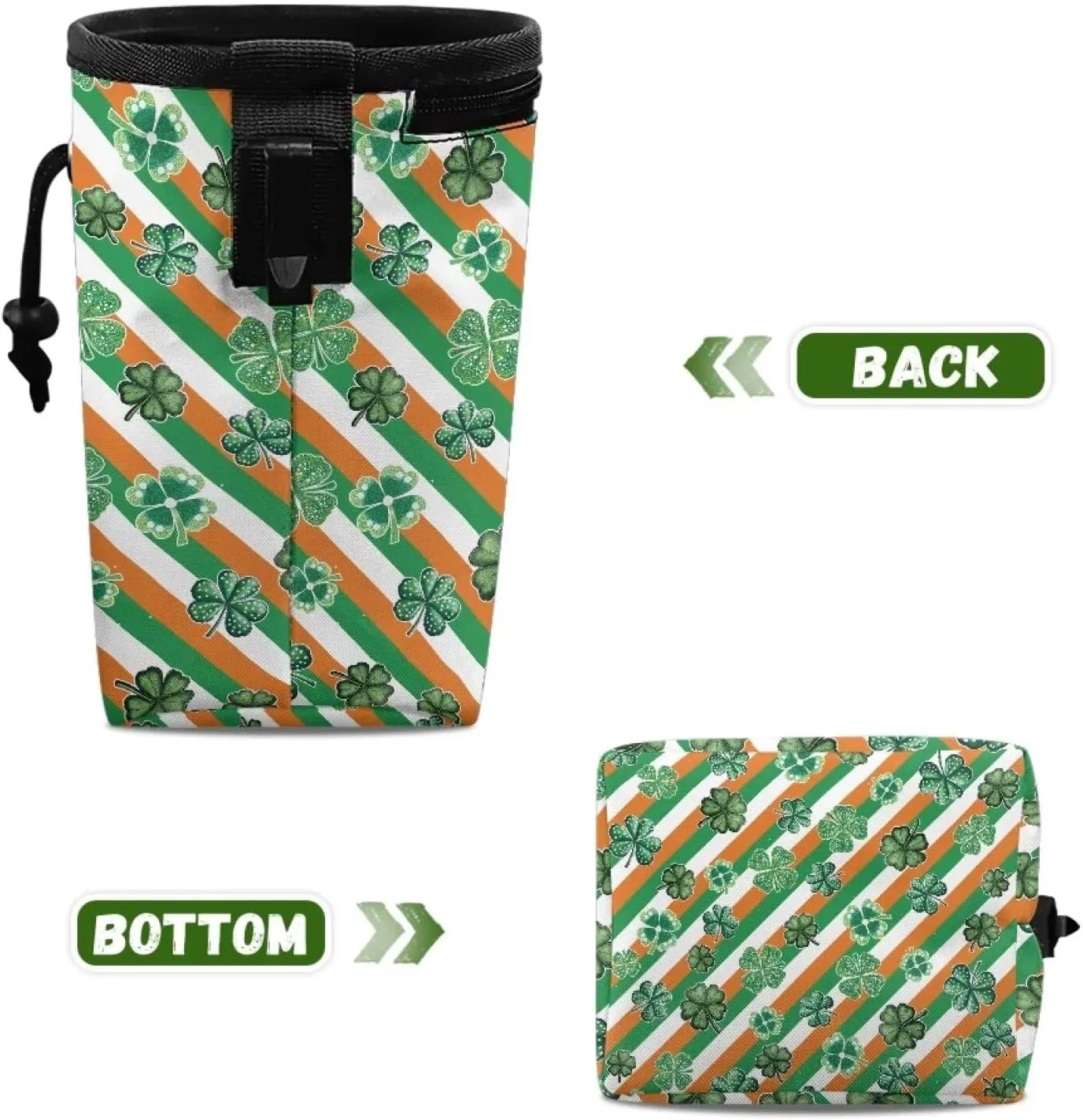 Saint Patrick's Day Prints Dog Treat Bags Training Pouch Hands-Free Pet Treat Bag with Waist Belt Shoulder Strap Dog Treat Carrier for Pet Training Walking