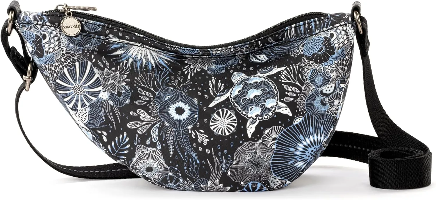 Sakroots Tess Sling in Eco Twill, Adjustable Crossbody Strap, Midnight Seascape
