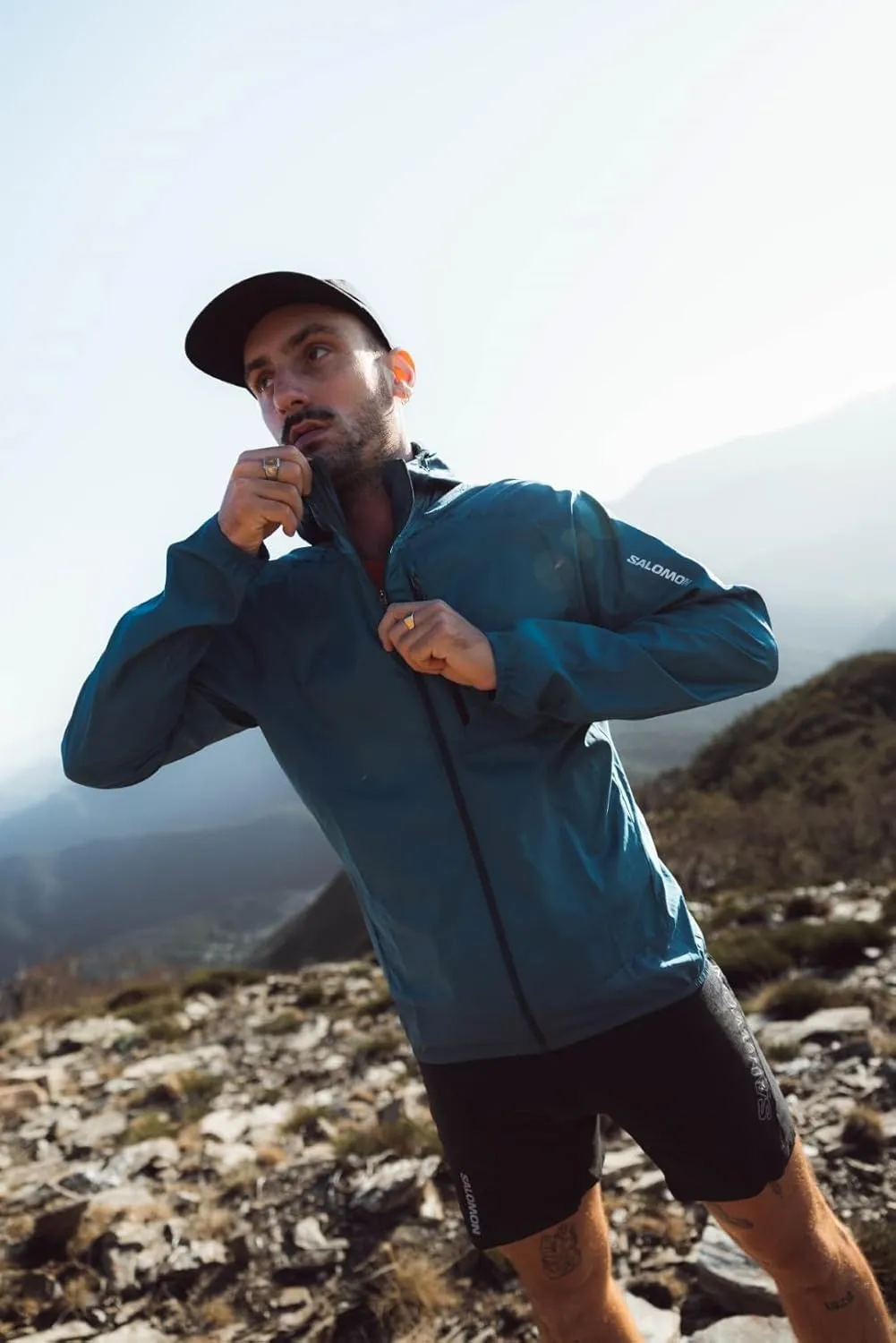 Salomon Men’s Bonatti Cross Wind, Reflective Windproof Hooded Zip-Up Jacket