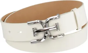 Sam Edelman Women's Casual Double-E Logo Plaque Buckle Leather Belt for Jeans and Trousers