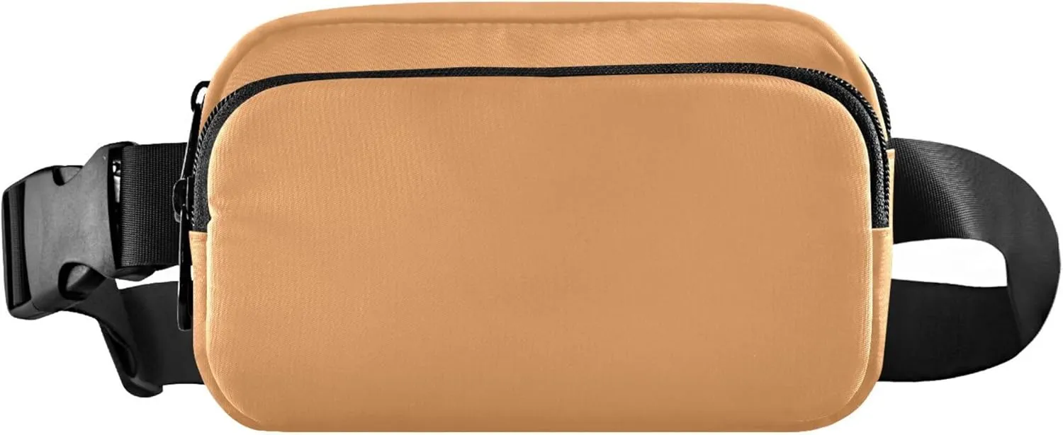 Sand Brown Women Fanny Packs Large Hip Belt Bag Waterproof Bright Color Crossbody Waist Bag
